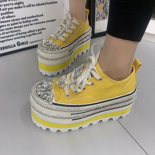 俏洋哥倪1366-17欧货轻便厚底9公分网红重工小个子透气彩钻板鞋主图