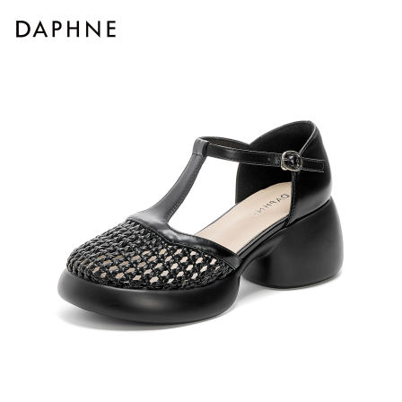 达芙妮罗马鞋织包头凉鞋2025夏季新款镂空透气增高时尚休闲风编SS