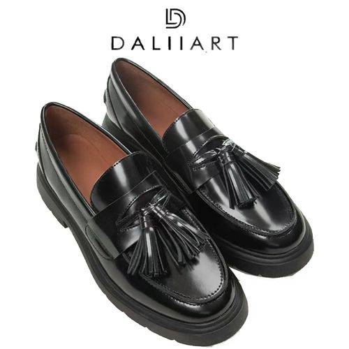 DALIART 英伦街头 流苏牛皮水染羊皮厚底乐福鞋皮鞋单鞋DLSP0666主图