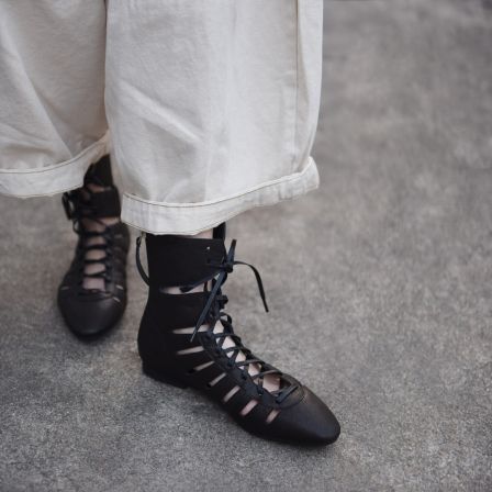 Artmu阿木原创里外全皮绑带罗马凉靴春秋单靴镂空单鞋春新款802