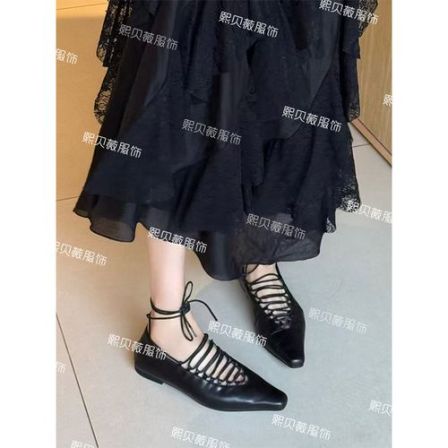 熙贝薇2 牛皮复古绑带小方头粗跟小皮鞋时尚百搭女鞋单鞋 G6063