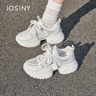 卓诗尼网面透气老爹鞋女2025夏季新款厚底增高休闲百搭软底运动鞋
