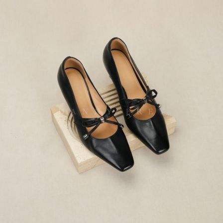 Dannyfrey丹尼芙蕾法式温柔风玛丽珍鞋蝴蝶结钻扣通勤女单鞋6.5CM