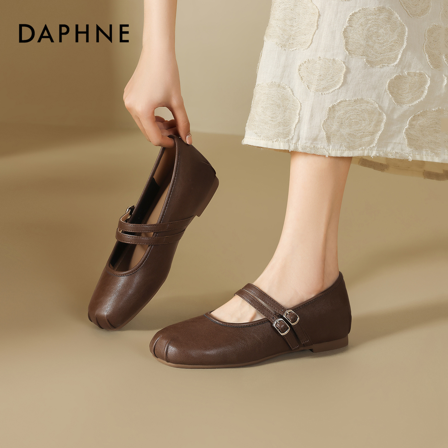 复古方头单鞋女双排扣玛丽珍鞋增高配裙子宴会鞋主图