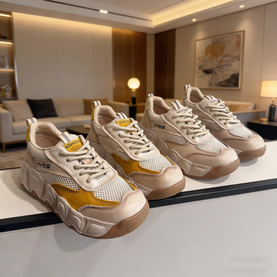 82670新款复古轻便厚底系带休闲女运动单鞋主图