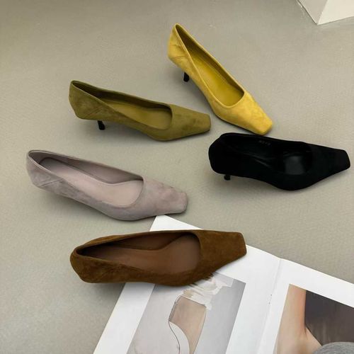 新品！2026春季新款方头浅口高跟鞋气质法式百搭舒适单鞋女主图