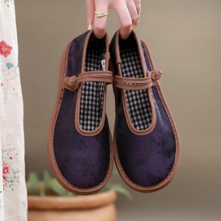 2025年春夏新款女鞋纯手工布鞋千层底复古盘口养生中国风浅口单鞋