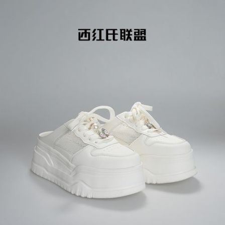 【西红氏联盟】新款透气厚底包头半拖女鞋夏季外穿时尚女拖跟高7cm