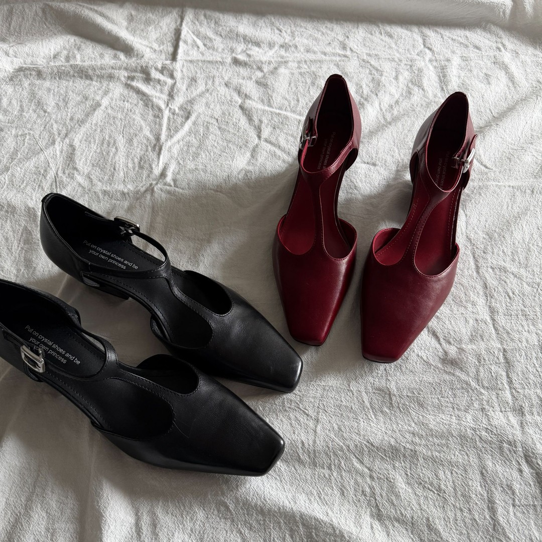 YDD/2026年新款法式小众设计感复古T字带方头粗跟百搭小单鞋/7040主图