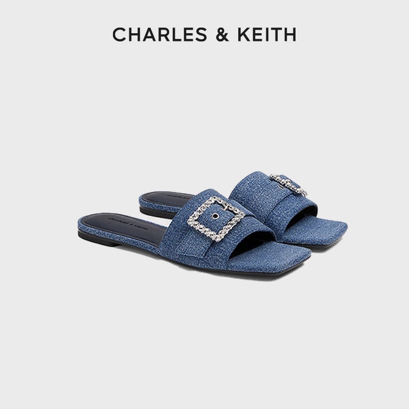 CHARLES & KEITH夏季女鞋凉鞋方扣露趾一字拖鞋CK1-70381116-1主图