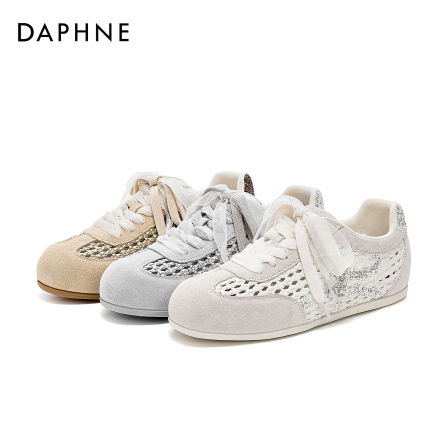 达芙妮女鞋复古薄款德训鞋2025夏季新款镂空透气舒适时尚休闲鞋子