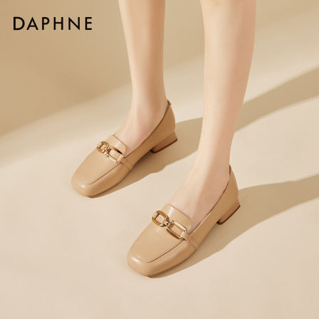 Daphne/达芙妮英伦风乐福鞋女方头豆豆鞋2025年春季新款时尚单鞋
