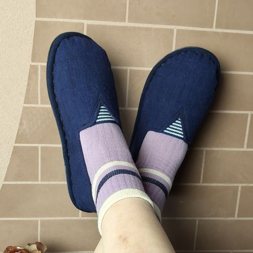 老粗布复古风方口奶奶布鞋，传统纯手工艺制作，舒适柔软透气耐磨主图