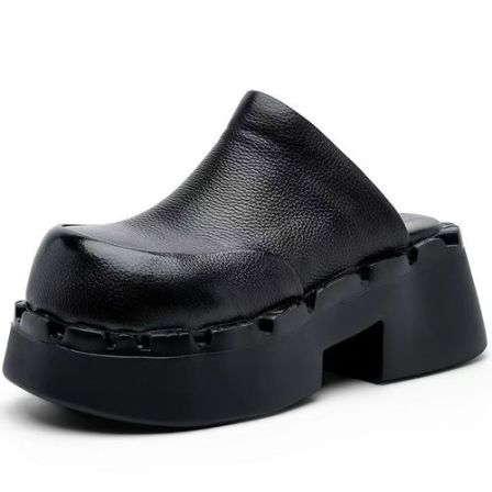 8807春夏新款英伦风复古舒适牛皮厚底增高舒适百搭包头女凉拖