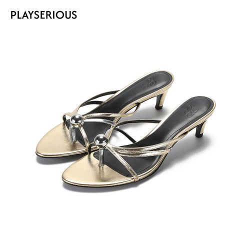 ODTD 2026春夏新款尖头铆钉小猫跟女休闲百搭高跟凉鞋简约凉拖鞋主图