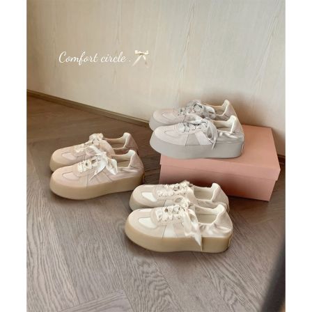 【苏茵茵】奶妹德训鞋~超软5.5cm内增高厚底丝带绸缎板鞋E6109035