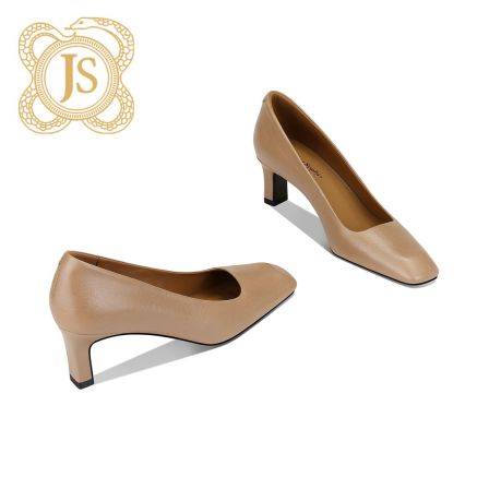 已开价，3830D5616法式方头舒适粗跟气质百搭真皮时尚通勤高跟鞋