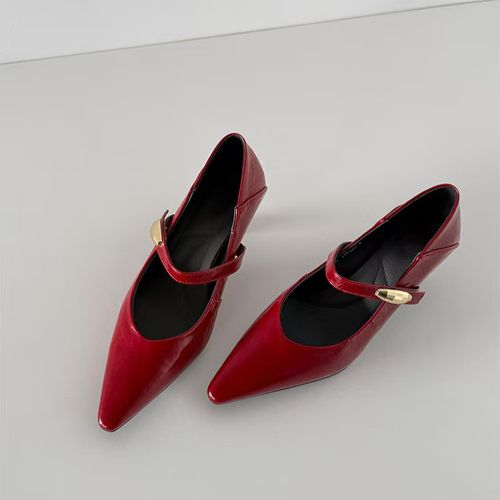 法式新款全皮小方头浅口一字带气质玛丽珍女士单鞋时尚百搭主图