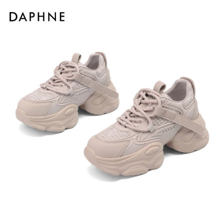 【粉色少女】达芙妮女款百搭厚底潮流老爹鞋系带时尚休闲鞋2025新款