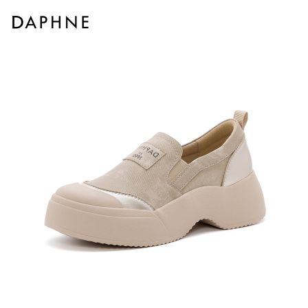 达芙妮秋季上新运动透气舒适休闲时尚鞋气质百搭复古厚底圆头单鞋