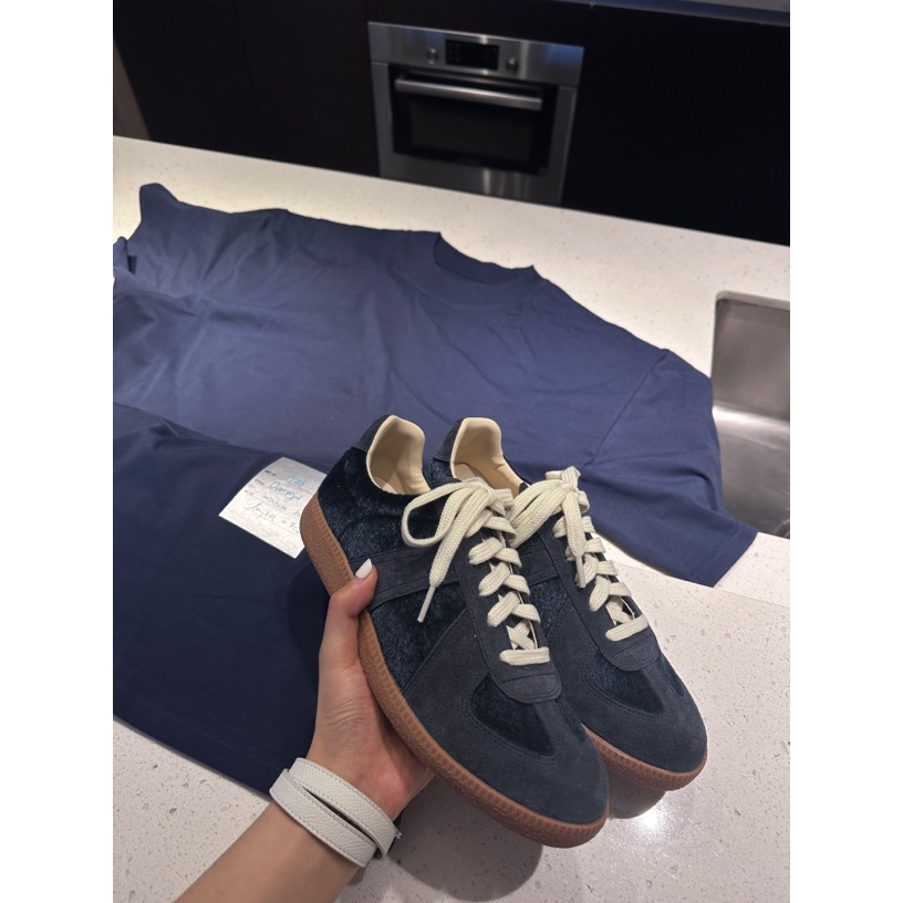 『PEACHZHOU』磨砂皮马毛拼接德训乳胶阿甘鞋休闲百搭低帮运动板鞋主图