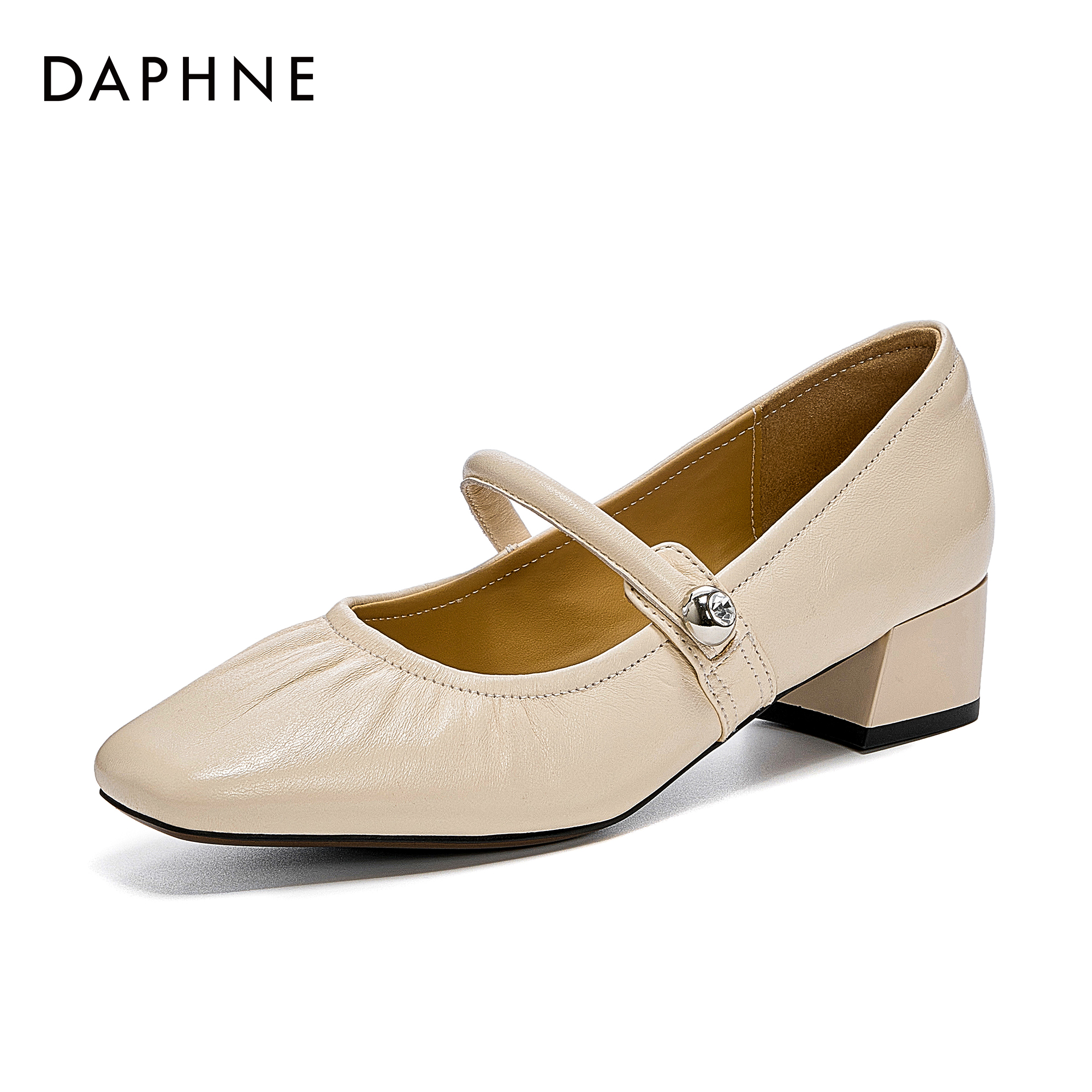 达芙妮方头浅口粗跟玛丽珍女鞋25夏季新款通勤百搭低跟单鞋女人主图