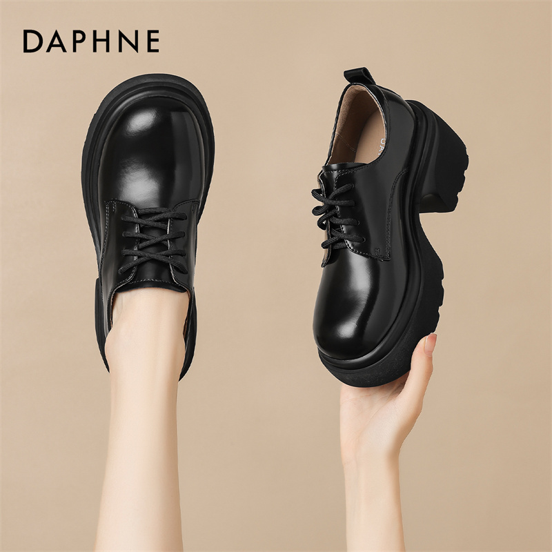 Daphne/达芙妮小个子厚底乐福鞋秋季新款粗跟女士小香风高档单鞋主图
