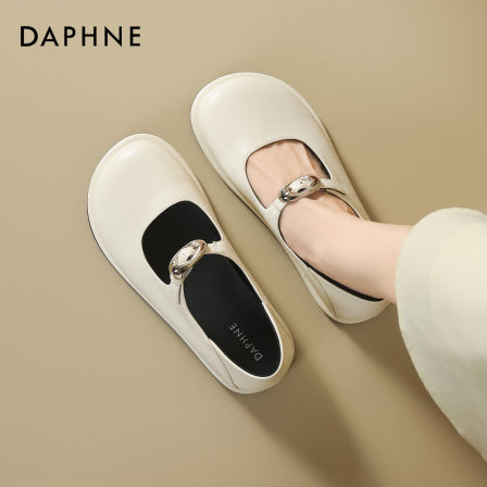 达芙妮圆头玛丽珍女鞋2025秋季新款法式浅口单鞋百搭白色小皮鞋