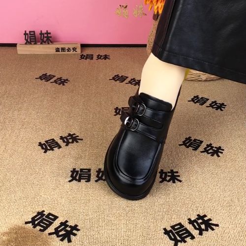 【娟妹】真皮轻便软底魔术贴英伦风单鞋主图