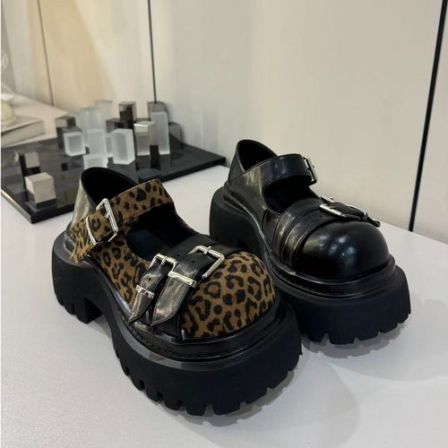 唐小肉秋冬厚底乐福鞋女鞋圆头皮鞋小个子增高时尚百搭单鞋121-1