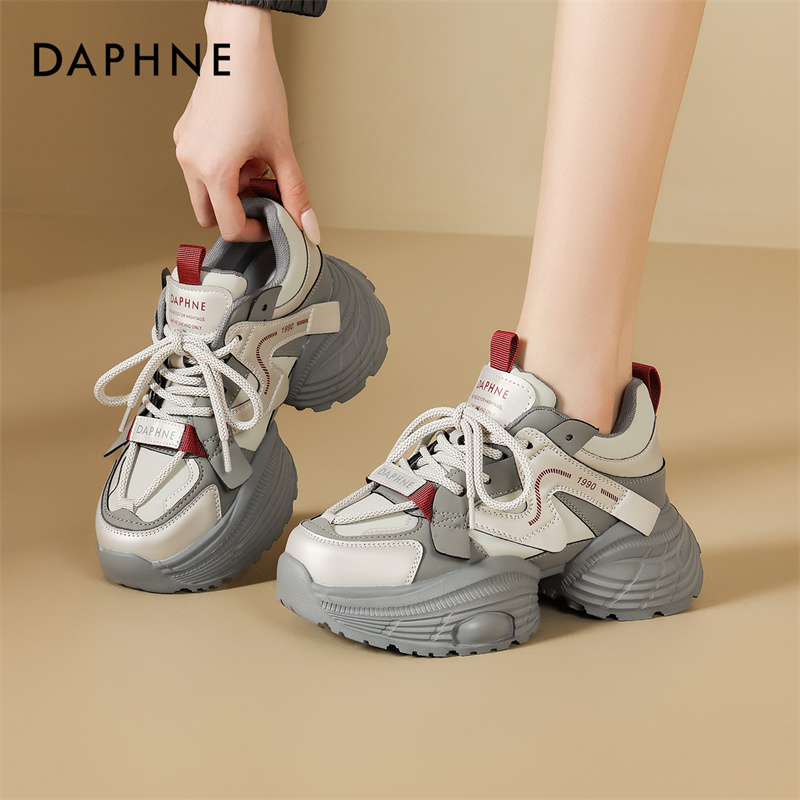 达芙妮厚底老爹鞋女2026新款小个子增高休闲运动鞋秋冬季加绒棉鞋主图