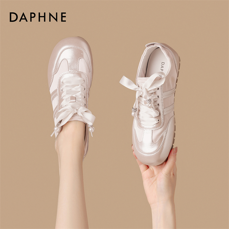 达芙妮粉色芭蕾德训鞋2025夏季新款软底百搭内增高休闲鞋运动鞋SS主图