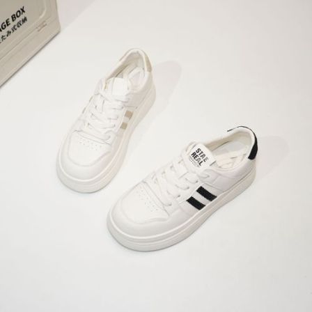 Y2623 大码女鞋40-43真皮厚底小白鞋秋季新款软底系带休闲鞋单鞋