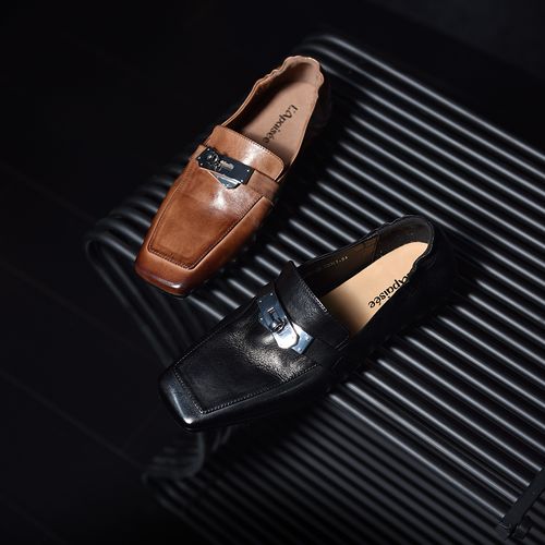 头层牛皮女鞋2026新款百搭乐福鞋女真皮方头锁扣平底软底单鞋做旧主图