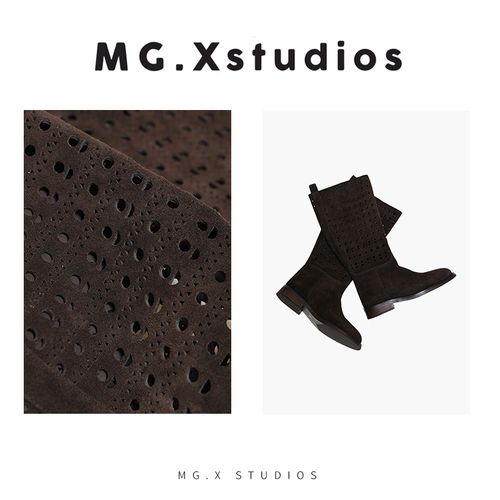 【暗夜使者】MGX磨砂质感长筒镂空透气设计跟高3cm长靴M53E4979P0HZ主图