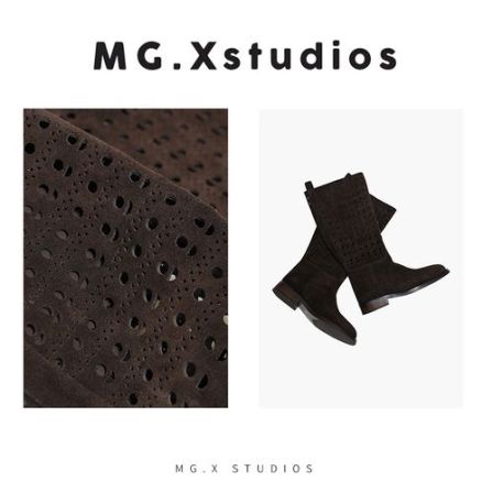【暗夜使者】MGX磨砂质感长筒镂空透气设计跟高3cm长靴M53E4979P0HZ
