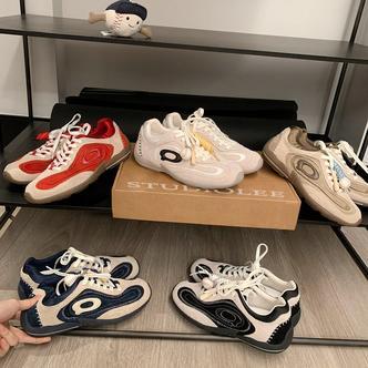 葡萄妈studiolee 增高4cm~ 复古棒球绳结拼色赛车阿甘德训鞋