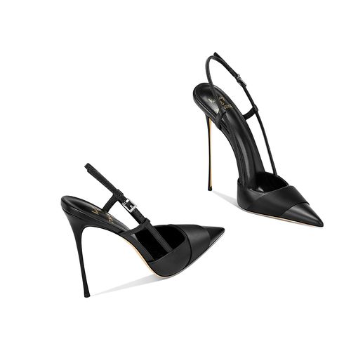 高跟凉鞋一字带黑色法式百搭配裙子2026秋冬新款尖头细跟高跟鞋女主图