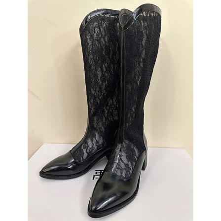 QXZ9018 时尚百搭复古尖头高跟中筒女士长靴