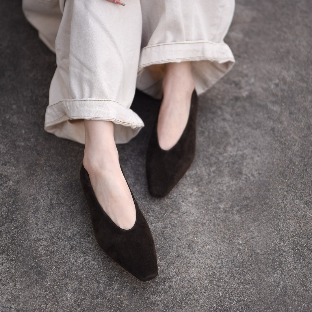 Artmu阿木方头奶奶鞋浅口单鞋粗中跟一脚蹬女鞋两穿工作鞋620-2主图