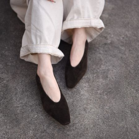 Artmu阿木方头奶奶鞋浅口单鞋粗中跟一脚蹬女鞋两穿工作鞋620-2