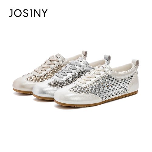 卓诗尼透气镂空金色2026夏季新款德训鞋女轻便软底百搭舒适平底鞋主图