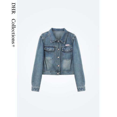 豆豆DA【重工牛仔】韩系时尚百搭休闲宽松翻领牛仔外套女-26CW6632主图