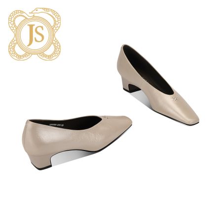 已开价，7321D5684舒适百搭方头春季粗跟通勤上班高跟鞋浅口单鞋女