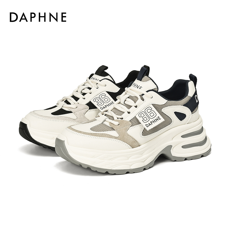 达芙妮夏季百搭网面透气厚底运动鞋时尚潮流系带软底舒适休闲鞋主图