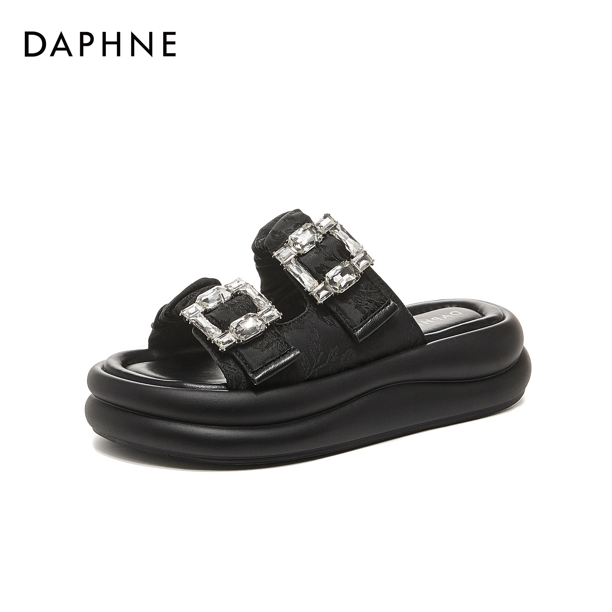 【水墨云烟】达芙妮2024年时尚凉拖女休闲百搭夏季复古厚底一字拖鞋主图