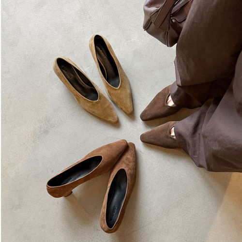 【唐唐家】法式极简小粗跟单鞋女春磨砂浅口百搭通勤高跟鞋松弛感 主图