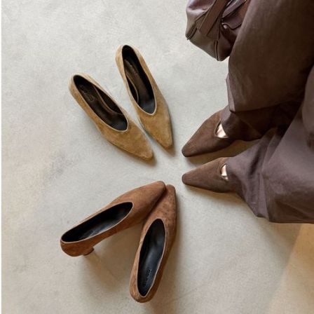 【唐唐家】法式极简小粗跟单鞋女春磨砂浅口百搭通勤高跟鞋松弛感 