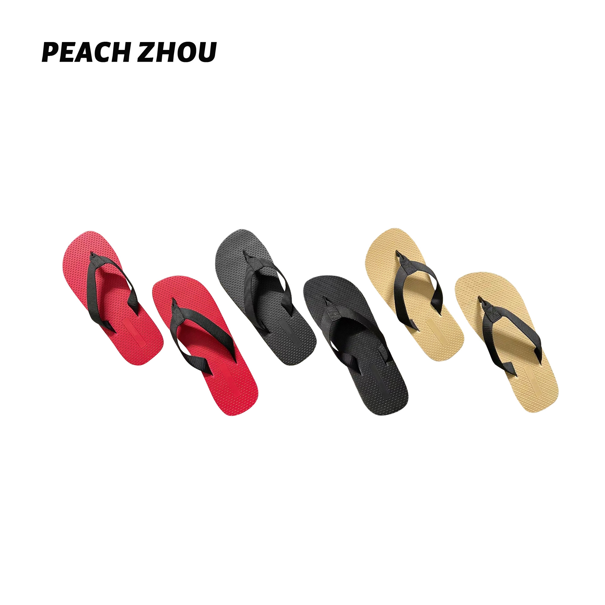 『PEACHZHOU』织带Row风高弹橡胶发泡平底沙滩人字拖海边外穿夹趾鞋主图