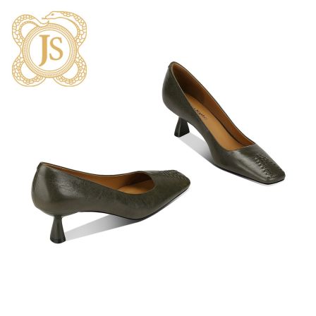 已开价，5082D5616御姐不累脚高跟鞋5cm小众设计感方头真皮单鞋女